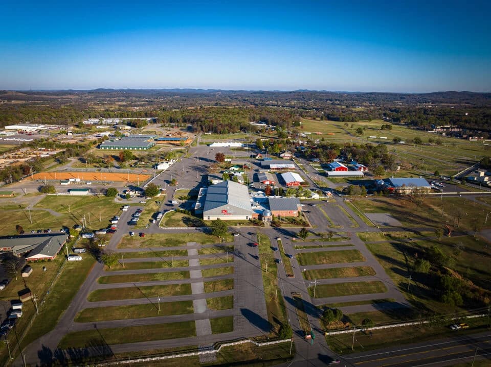 Aerial view of the Expo Center grounds and parking